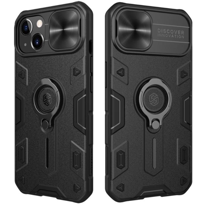 Bild 1, iPhone 13 - NILLKIN CamShield Armor Hybrid Ring Skal - Svart