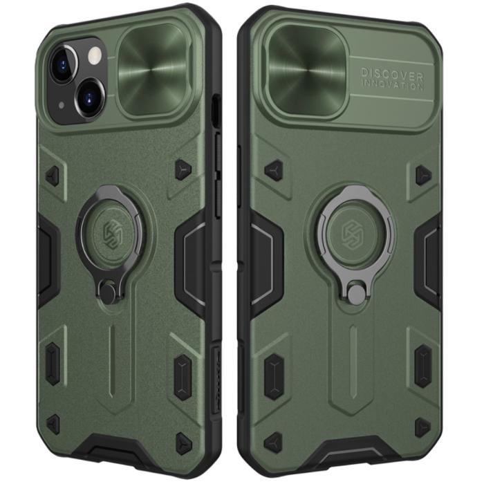Bild 1, iPhone 13 - NILLKIN CamShield Armor Hybrid Ring Skal - Grön