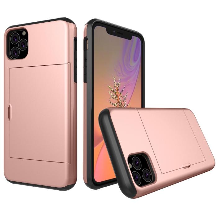 Bild 1, iPhone 11 - Hybrid skal med kortfunktion - Roséguld