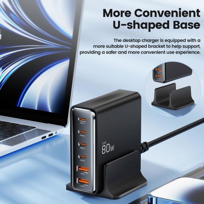 Bild 4, Tech-Protect 80W Laddstation USB-C / USB-A Svart