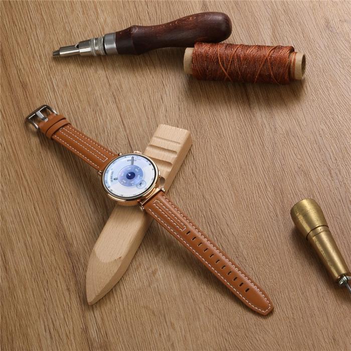 Bild 4, Klockarmband 18 mm Äkta Läder Mörk Brun