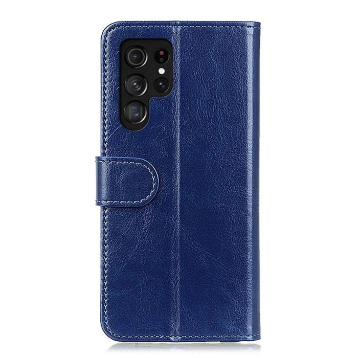 Bild 3, Samsung Galaxy S22 Ultra Fodral Crazy Horse Läder Blå