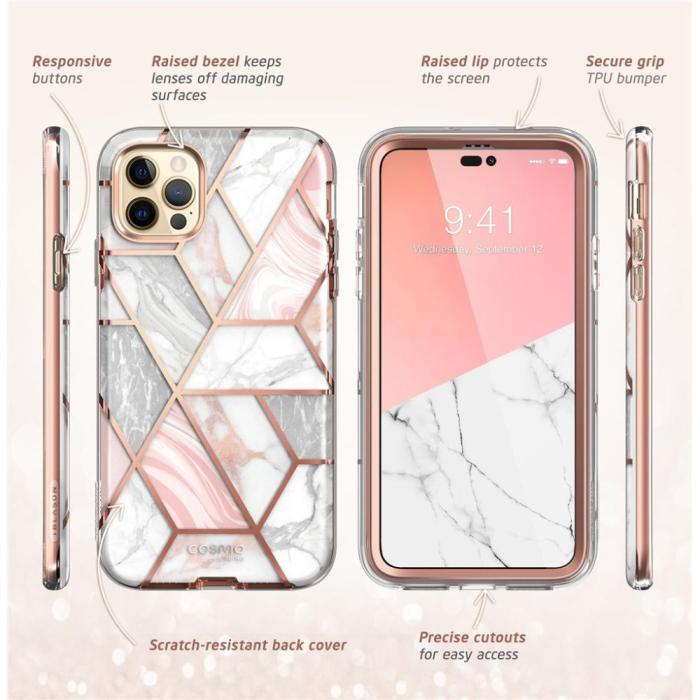 Bild 6, Supcase iPhone 14 Pro Skal Cosmo Marmor