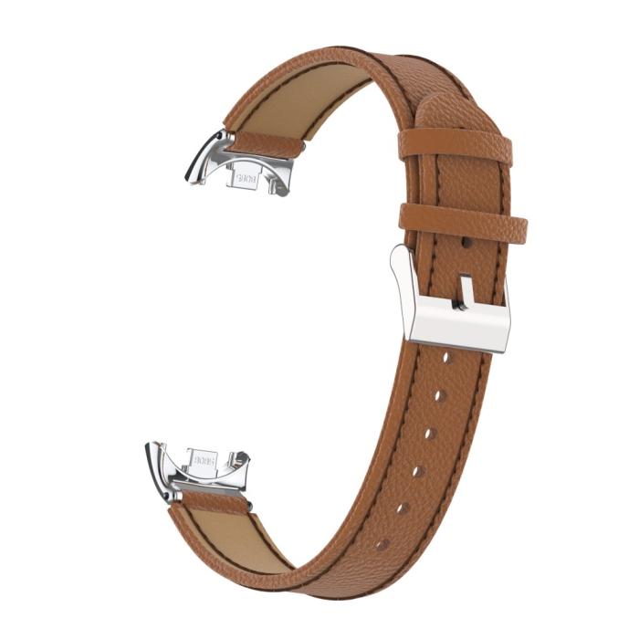 Bild 6, Xiaomi Smart Band 9/8 Armband Äkta Läder Litchi Brun