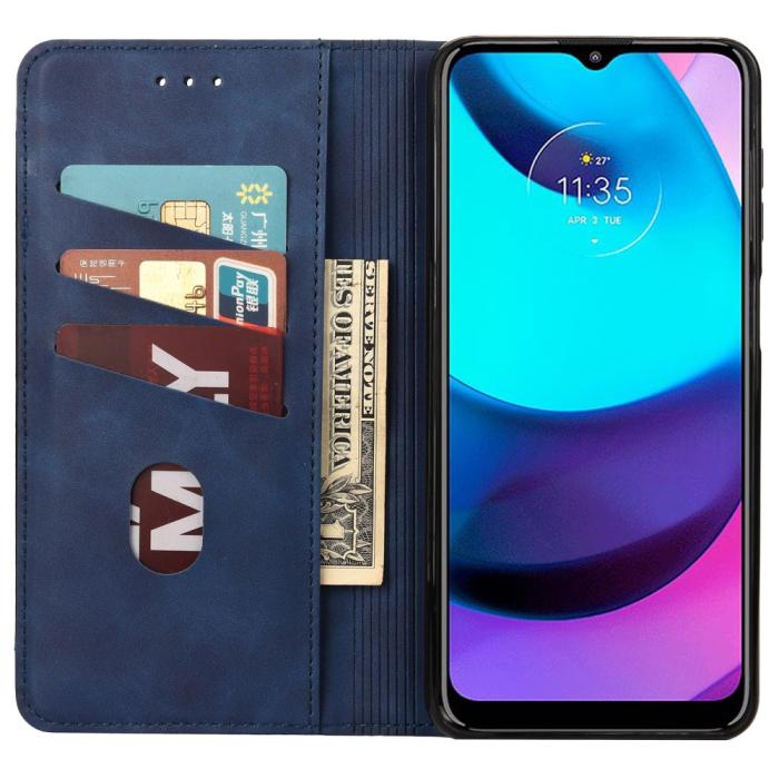 Bild 6, Motorola Moto E20 / E40 Fodral Flip Skin Touch Blå
