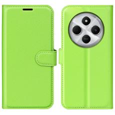 Xiaomi Redmi 14C Fodral Litchi L&auml;der Gr&ouml;n
