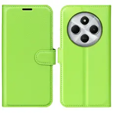 Xiaomi Redmi 14C Fodral Litchi L&auml;der Gr&ouml;n