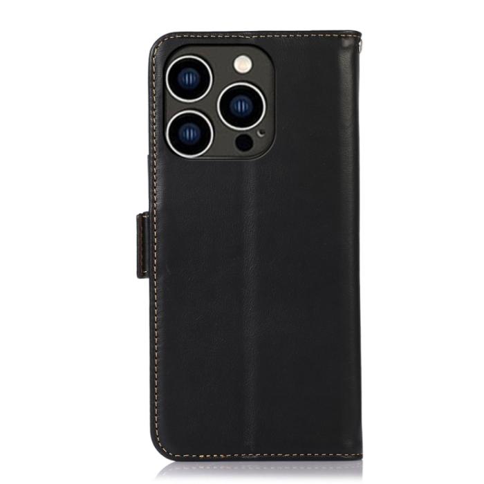 Bild 3, iPhone 14 Pro Fodral Crazy Horse Läder Svart