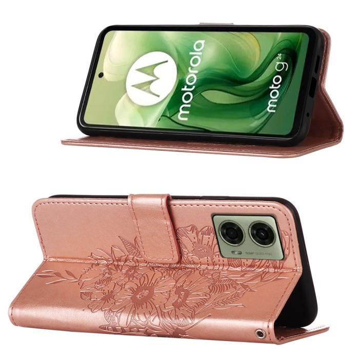 Bild 3, Motorola Moto G04 4G/G24 4G Butterfly Fodral Roséguld