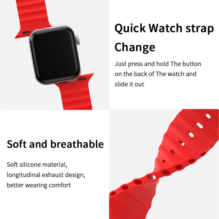 Bild 4, Apple Watch 41/40/38 mm Armband Ocean Wave Röd