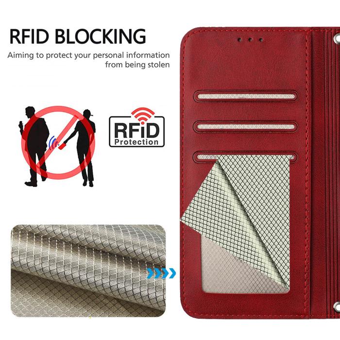 Bild 4, Nothing Phone 3 Fodral RFID Läder Röd