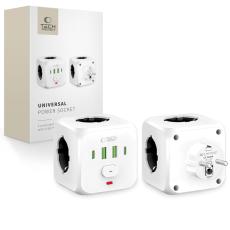 Tech-Protect Grendosa Med 3x Eluttag 2x USB-C + 2x USB-A Vit