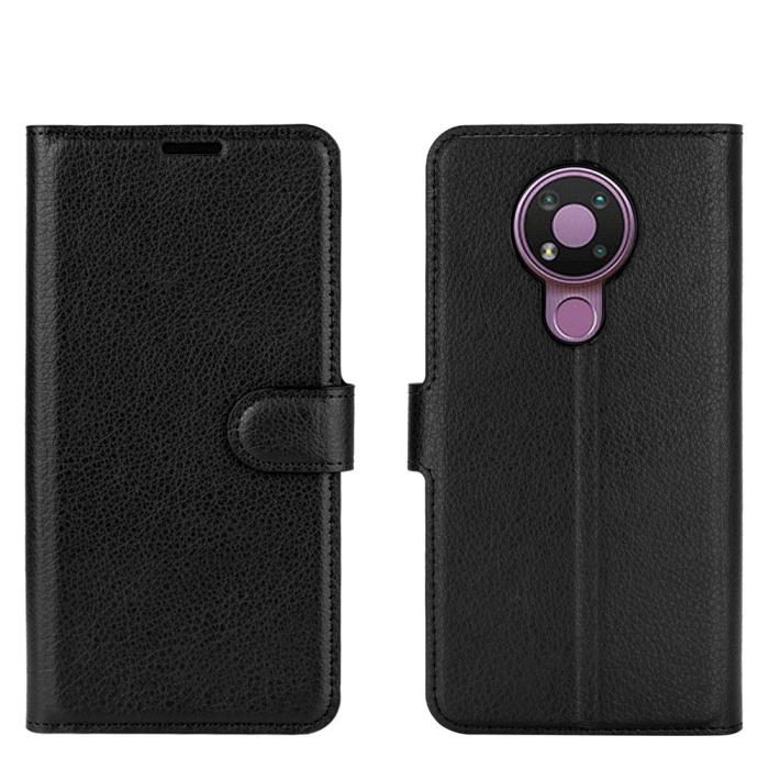 Bild 2, Nokia 3.4 - Litchi Läder Fodral - Svart