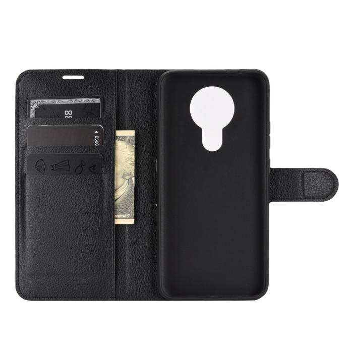 Bild 3, Nokia 3.4 - Litchi Läder Fodral - Svart
