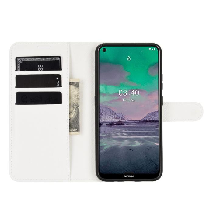 Bild 4, Nokia 3.4 - Litchi Läder Fodral - Vit