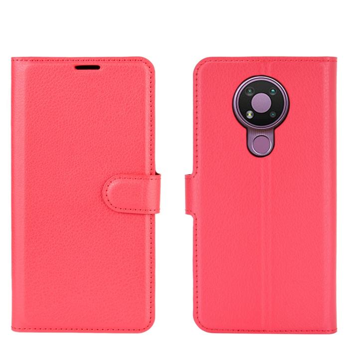 Bild 2, Nokia 3.4 - Litchi Läder Fodral - Röd