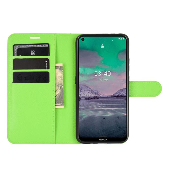 Bild 4, Nokia 3.4 - Litchi Läder Fodral - Grön