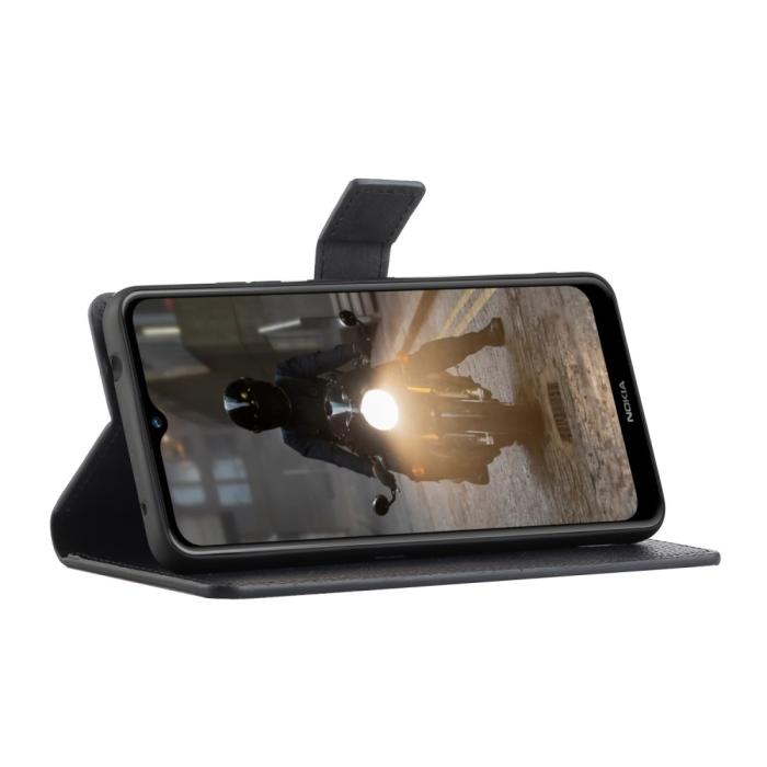 Bild 5, Nokia 2.4 - Litchi Läder Fodral - Svart