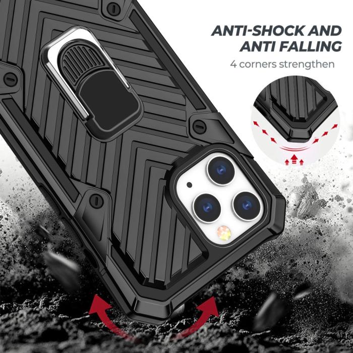 Bild 3, iPhone 12 Pro Max - Shockproof Tyre Ring Skal - Svart