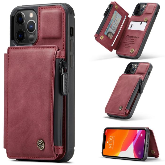 Bild 1, iPhone 12 Pro Max - CASEME Skal med Plånboksfunktion - Vinröd