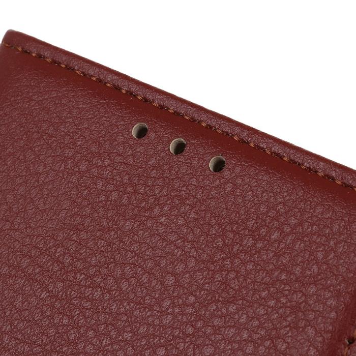 Bild 5, Xiaomi Mi 11 - Litchi Läder Fodral - Brun