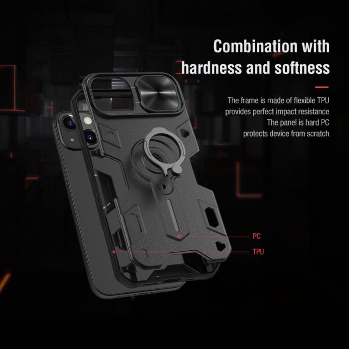 Bild 5, iPhone 13 - NILLKIN CamShield Armor Hybrid Ring Skal - Grön