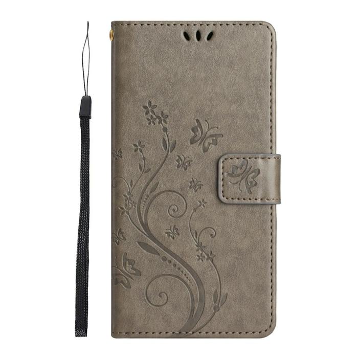 Bild 5, Samsung Galaxy A27 5G Fodral Blommor/Fjärilar Grå
