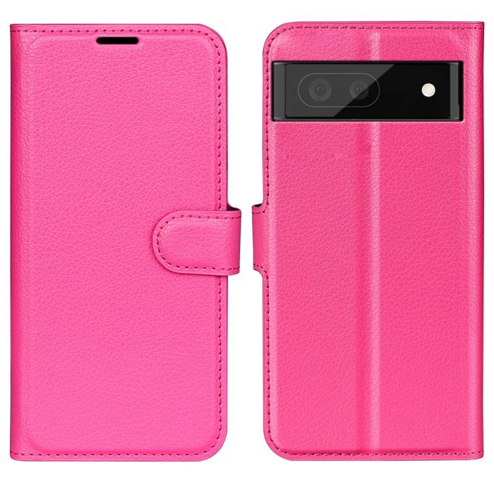 Bild 1, Google Pixel 6A Fodral Litchi Läder Rosa