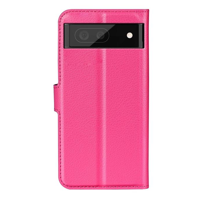 Bild 3, Google Pixel 6A Fodral Litchi Läder Rosa