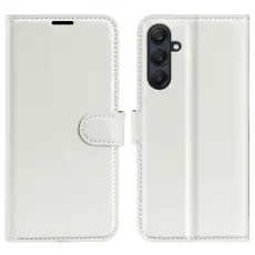Samsung Galaxy A16 / A26 5G Fodral Litchi L&auml;der Textur Vit