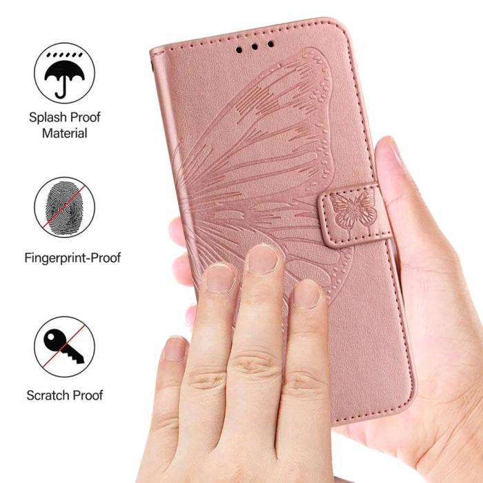 Bild 5, Google Pixel 9a Fodral Fjäril Tryck Roséguld