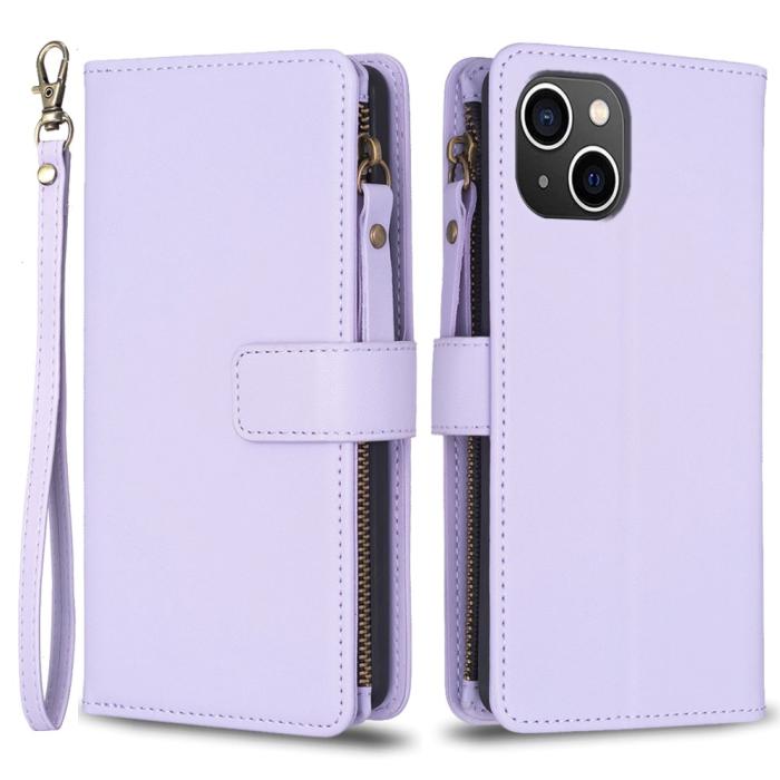Bild 1, iPhone 15 Fodral 9-Kort Multifunktionell Lila