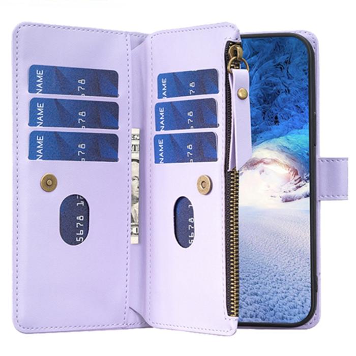 Bild 2, iPhone 15 Fodral 9-Kort Multifunktionell Lila