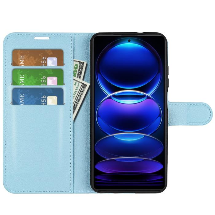 Bild 2, Xiaomi Redmi Note 12 Pro 5G Fodral Litchi Läder Blå