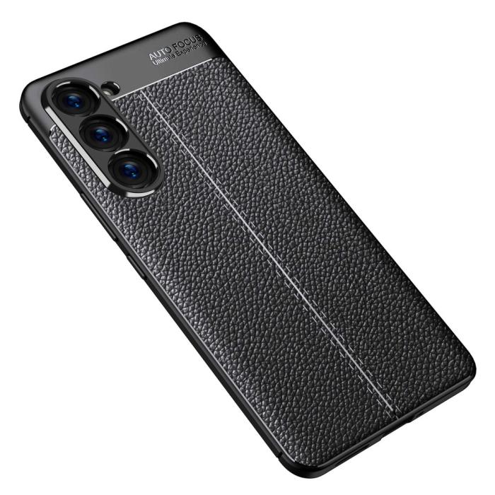 Bild 3, Samsung Galaxy S23 Skal Litchi Textur Blå