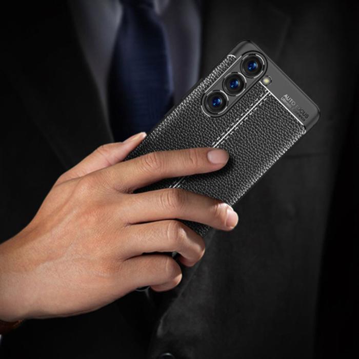 Bild 6, Samsung Galaxy S23 Skal Litchi Textur Blå