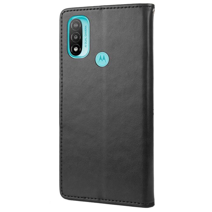 Bild 3, Motorola Moto E20 / E40 Fodral Tryckt Fjäril Textur Svart