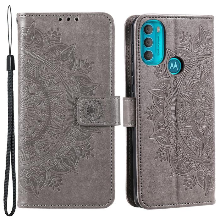 Bild 1, Motorola Moto G71 Fodral Mandala Läder Grå