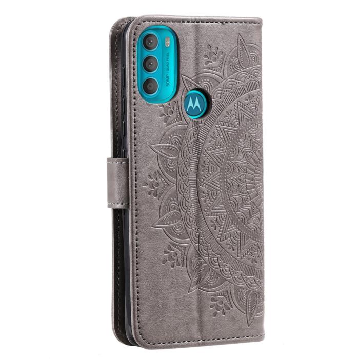 Bild 3, Motorola Moto G71 Fodral Mandala Läder Grå