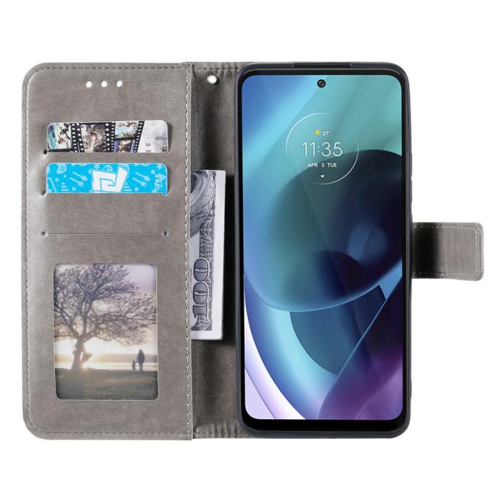 Bild 4, Motorola Moto G71 Fodral Mandala Läder Grå