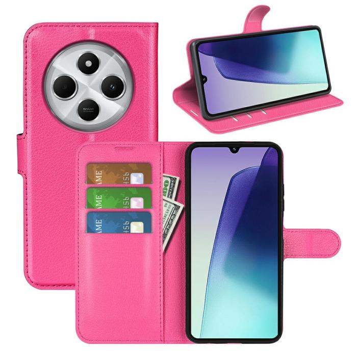 Bild 5, Xiaomi Redmi 14C Fodral Litchi Läder Rosa