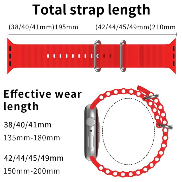 Bild 5, Apple Watch 41/40/38 mm Armband Ocean Wave Röd