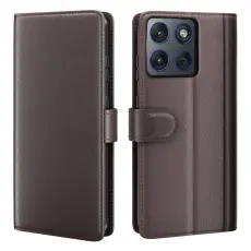 Motorola Edge 70 Fodral Premium &Auml;kta L&auml;der Brun