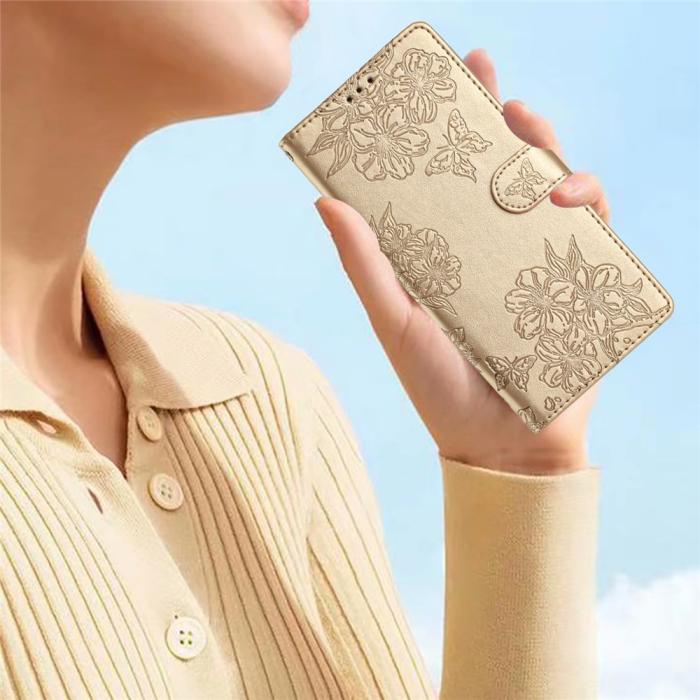 Bild 5, Samsung Galaxy S26 Ultra Fodral Med Blommigt Tryck Läder Guld