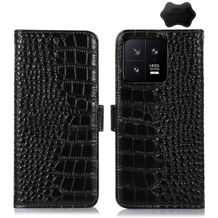 Bild 1, Xiaomi 13 5G Fodral Krokodil Textur Läder Svart