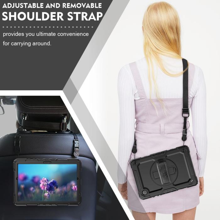 Bild 6, Galaxy Tab A8 10.5 Skal Shockproof Hybrid Kickstand Strap