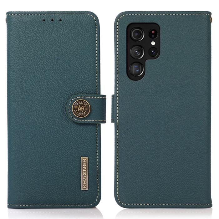 Bild 1, KHAZNEH Galaxy S23 Ultra Fodral RFID Äkta Läder Grön