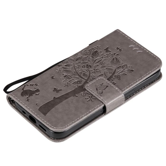 Bild 6, iPhone 13 - Tryckt Träd/Katt Design Fodral - Grå