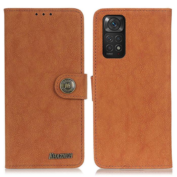 Bild 1, KHAZNEH Xiaomi Redmi Note 11 4G Fodral Split Läder Brun