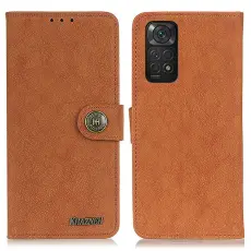 KHAZNEH Xiaomi Redmi Note 11 4G Fodral Split L&auml;der Brun